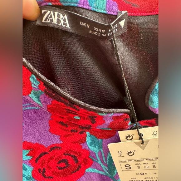 🌹NWT! ZARA Chinese Floral Mini Dress - Picture 5 of 7
